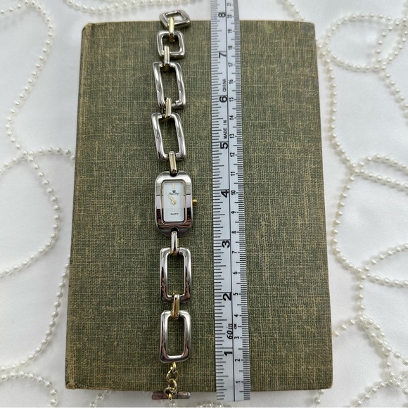 Two-Tone Rectangular Chain Watch - Picture 5 of 7